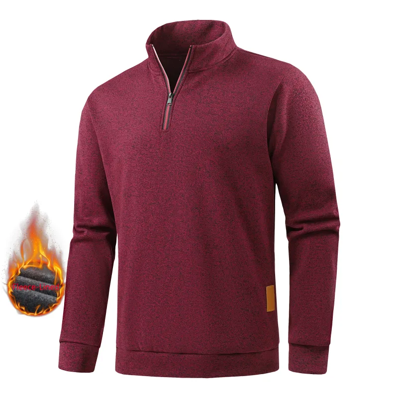 Autumn Men's Half-Zip Sweatshirts Long-Sleeved Solid Color Pullovers Turtlenecks Streetwear Winter Warm Jackets Sports Coat