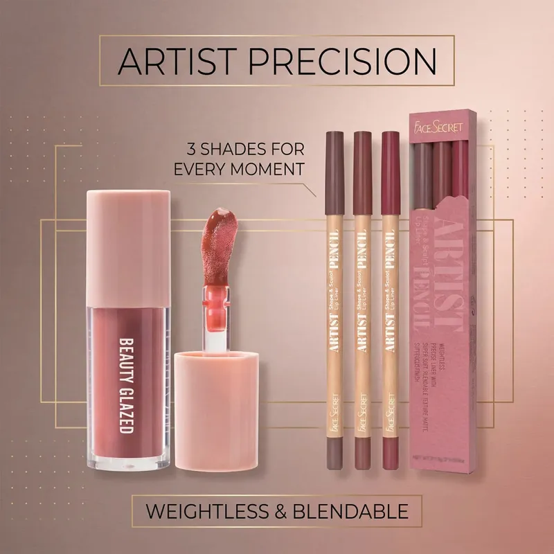 4Pcs Lip Liner & Lip Gloss Set Waterproof Long-lasting Smudge-proof Smooth Daily Lip Makeup Kit — image 6