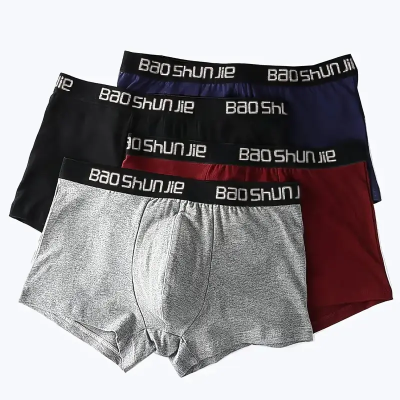 4pcs Seluar Dalam Lelaki Kapas Seluar Boxer Lelaki Pinggang Sederhana Seluar Dalam Lelaki Bernafas Saiz Lebih Besar L-Lot Lembut Selesa Lelaki Boxer
