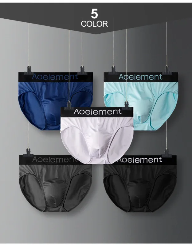 Men's underwear triangle shorts ice silk fashion breathable sexy thin U convex bottom pants youth low waist triangle shorts head
