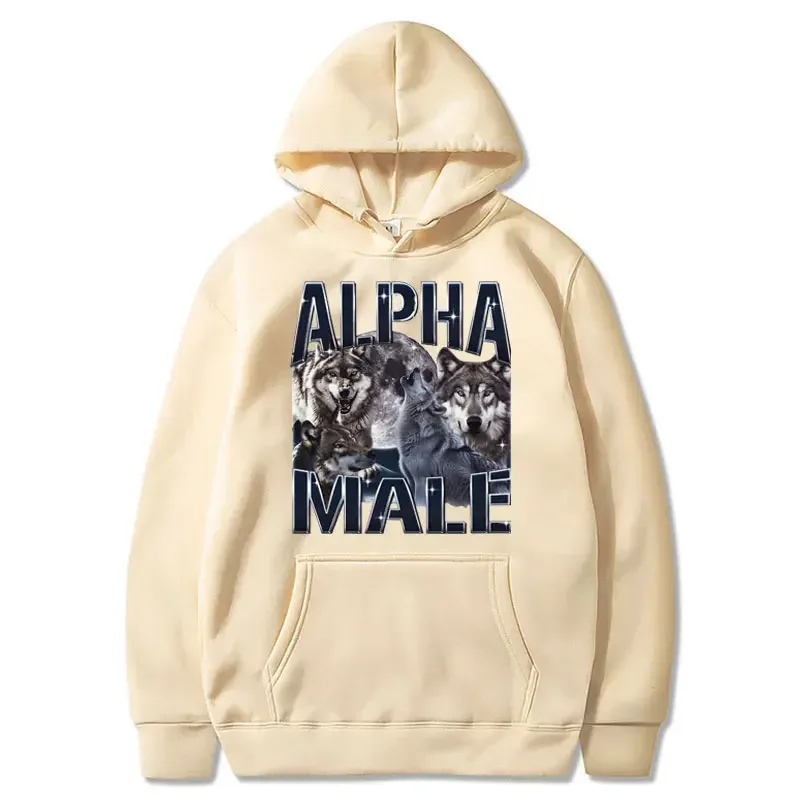 Wolf Pack Hoodie Unisex Alpha Male Moon Funny Retro Vintage Aesthetic Cool Trendy Oversized Casual Sport Sweatshirts — image 5
