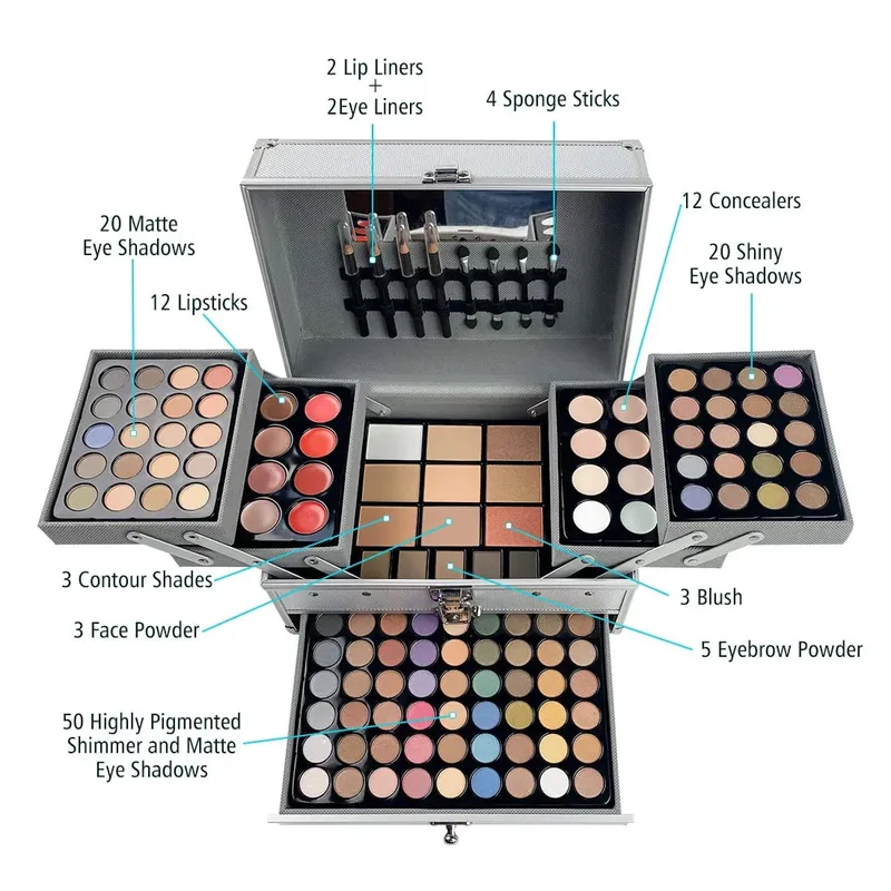56Pcs Makeup Starter Kit Professional Makeup Set With Makeup Case Holiday Beauty Gift Set Starter Cosmetics Full Kits For Women — image 14
