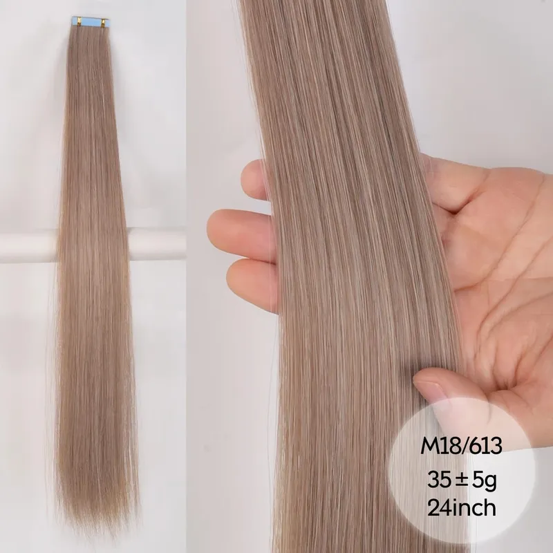 Tape In Straight Synthetic Hair Extensions Invisible Hand Tied Tape in Hair Natural Skin Weft Seamless Double-sided Adhesiv
