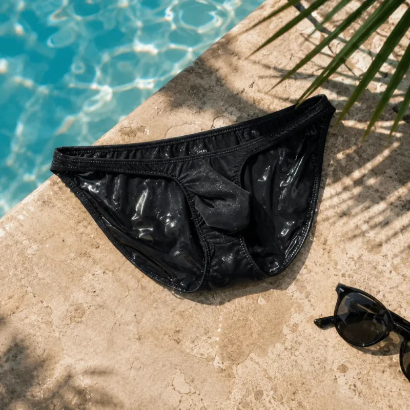 Slip Ultra-fin en soie glacée à séchage rapide, taille basse, sous-vêtements sans couture pour hommes, pochette en U, Lingerie en maille, culotte de voyage — image 3