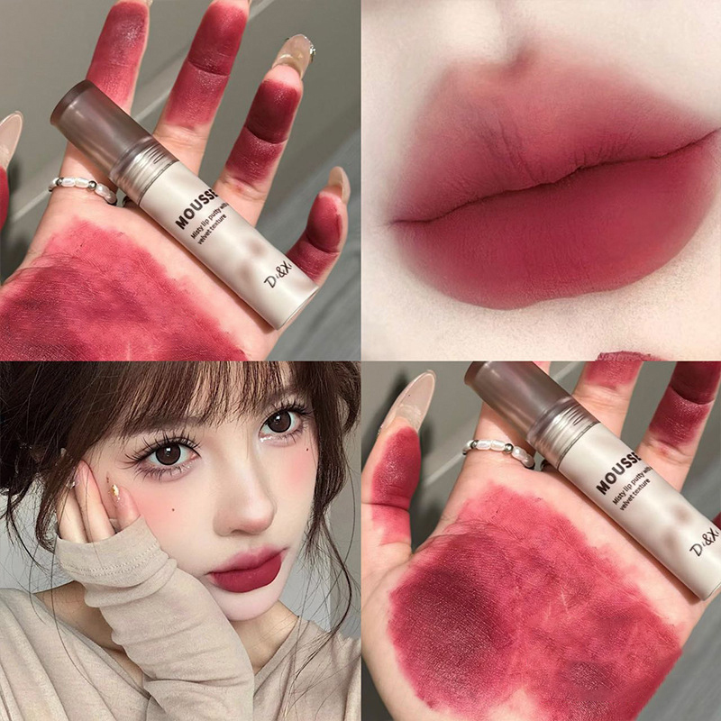 Gothic Matte Black Lipstick Waterproof Mousse Lip Mud Nude Brown Lipstick Dark Purple Punk Lip Gloss Makeup Non-stick Lips Tint — image 10