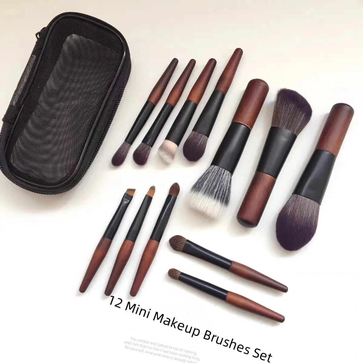 12pcs Mini Makeup Brushes Eyeshadow Brush Loose Powder Blusher Foundation Brush Travel Portable Make Up Brushes with Bag — image 6