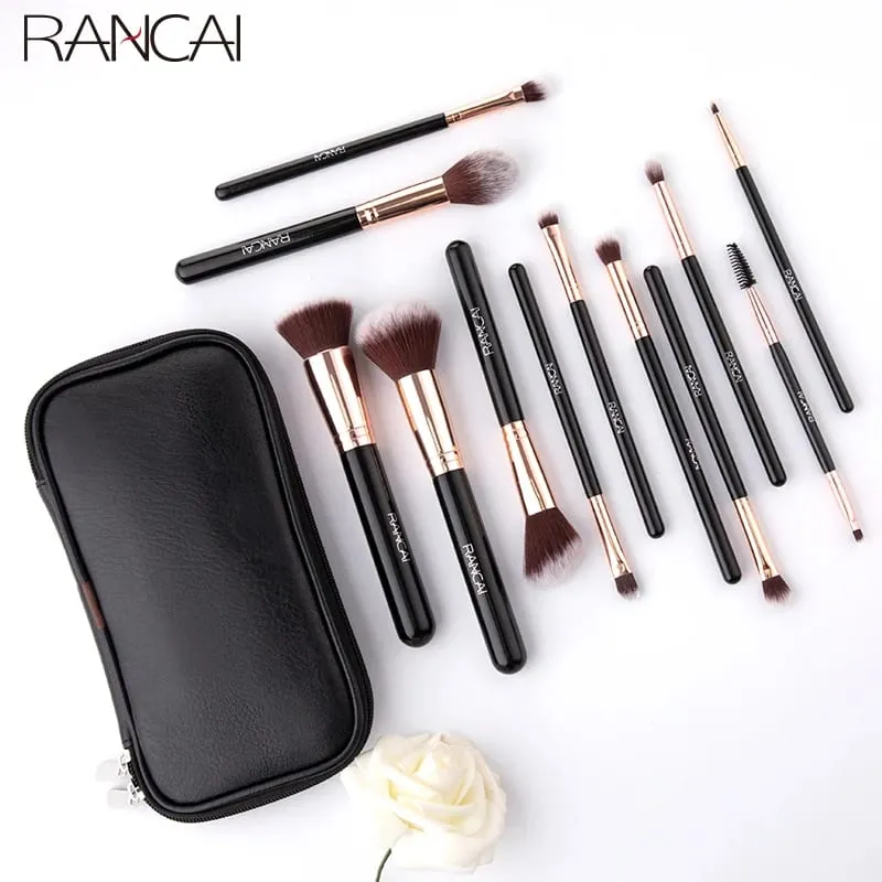 New 12pcs Black Cylinder Makeup Brush Set Black Gold Eyeshadow Brushes Multifunctional Makeup Tools — image 1