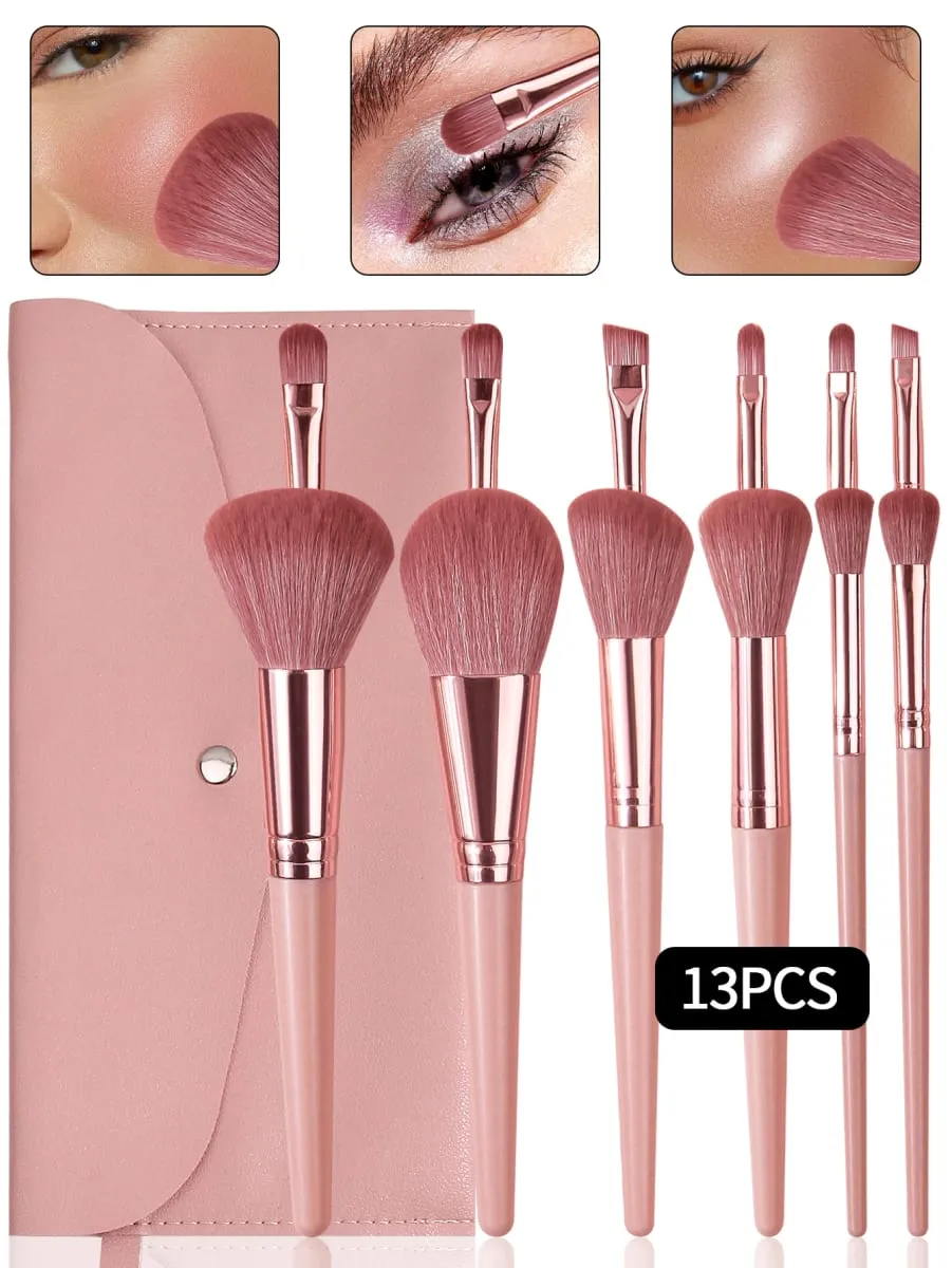 13Pcs Makeup Brush Set Comes With a Portable Envelope Makeup Brush Bag Blush Loose Powder and Eyeliner Brushes — image 2