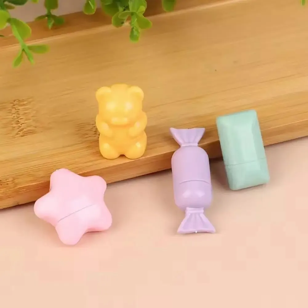 1/4PCS 휴대용 만화 미니 실리콘 립 브러쉬 귀여운 곰 각진 컨실러 브러쉬 립 밤 립 글로스 컨실러 메이크업 브러쉬 — image 4
