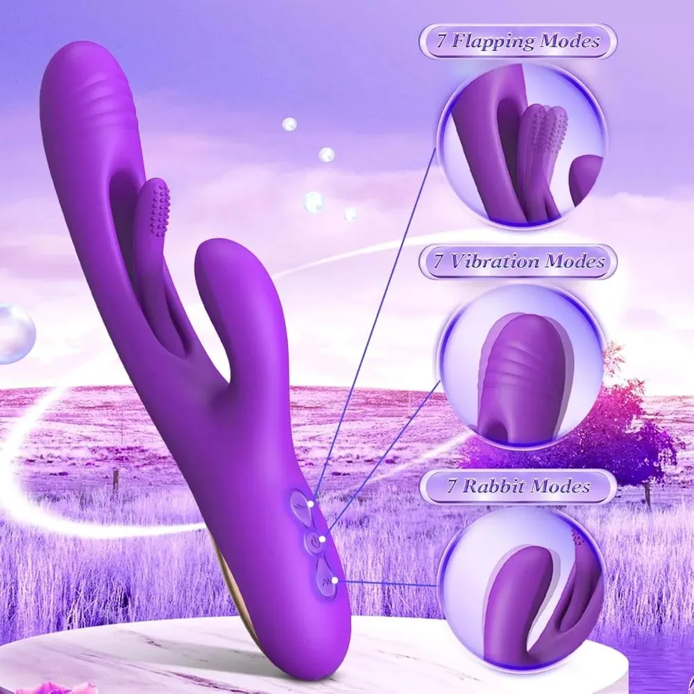 3-IN-1 Rabbit Vibrator for Women Powerful Tapping Flapping Vibrator Clitoral Stimulator Massager Female G-Spot Finger Dildo Sex — image 6