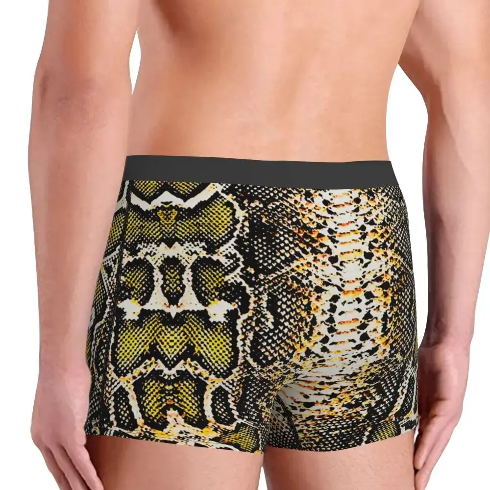 Custom Snake Skin Print Underwear Men Stretch Snakeskin Animal Texture Boxer Briefs Shorts Panties Soft Underpants For Homme