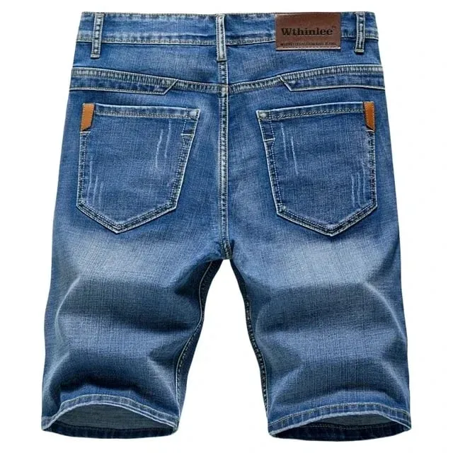 2025 Summer New Men's Denim Shorts Classic Black Blue Thin Section Fashion Slim Business Casual Jeans Shorts Male Brand — image 6