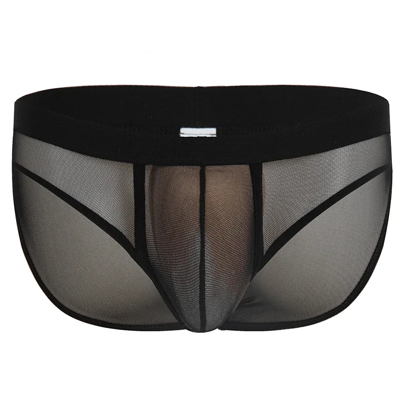 Fashion Solid Color Men Underwear Mesh Breathable Briefs Underpants Low Waist Trunks Male — image 3