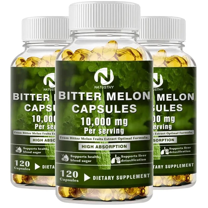 [25:1 Potent Extract] Bitter Melon Capsules – 120 Veggie Caps (10 000mg Equivalent) | Blood Sugar Support Gluten-Free Non-GMO