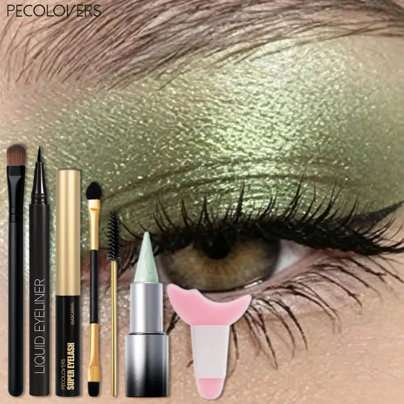 7 Pcs Eye Makeup Products - Siren Eyes Eye Makeup Set Blendable Green Shimmer Long Lasting Festival Eye Makeup Halloween Makeup — image 4