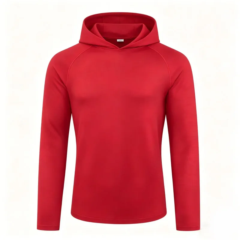 Sweats à capuche à manches longues pour hommes Chemises de protection solaire T-shirt solide à séchage rapide pour hommes Bodybuilding Fitness Muscle Sportwear Vêtements de sport