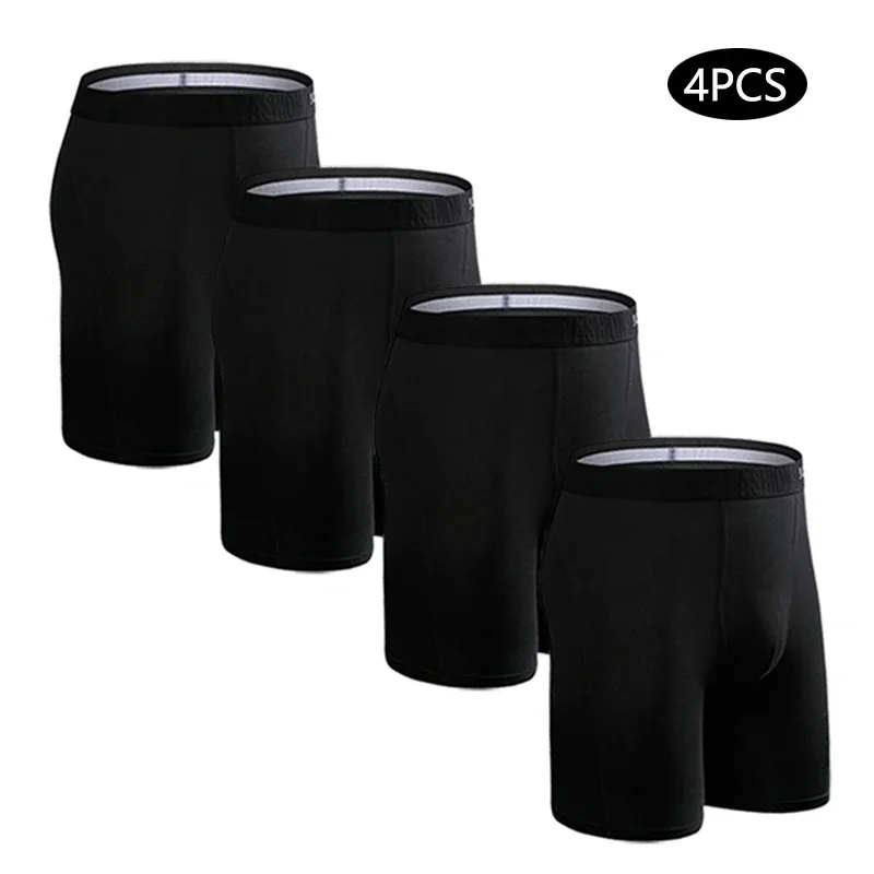 4pcs Long Boxers for Men Underwear Plus Size Men's Panties Sexy Long Leg Underpants Cotton Mens Boxer Shorts Fashion Male Trunk — image 24
