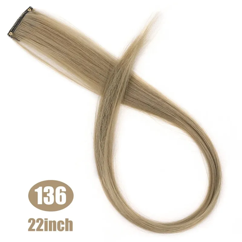 Lupu Synthetic Long Straight Rainbow Highlight Colored Hair Extensions Clip In Fake Hair Pieces For Women Heat Resistant — image 49