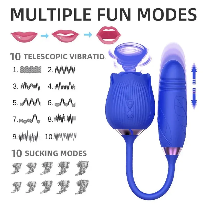 Rose-Licking Vibrator for Women Nipple Clitoral Stimulator Massager Thrusting Dildo 2 in 1 Sex Toy for Women Adult Sex Products — image 10