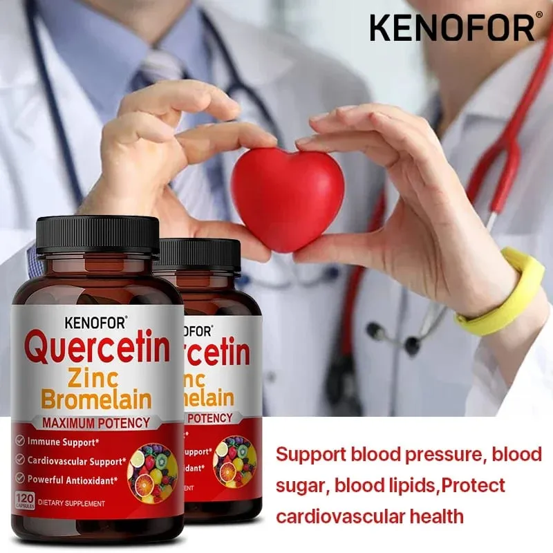 Zinc Quercetin + Bromelain 120 Vegetarian Capsules - Zinc Supplement for Antioxidant Immune Cardiovascular Zinc for Men & Women