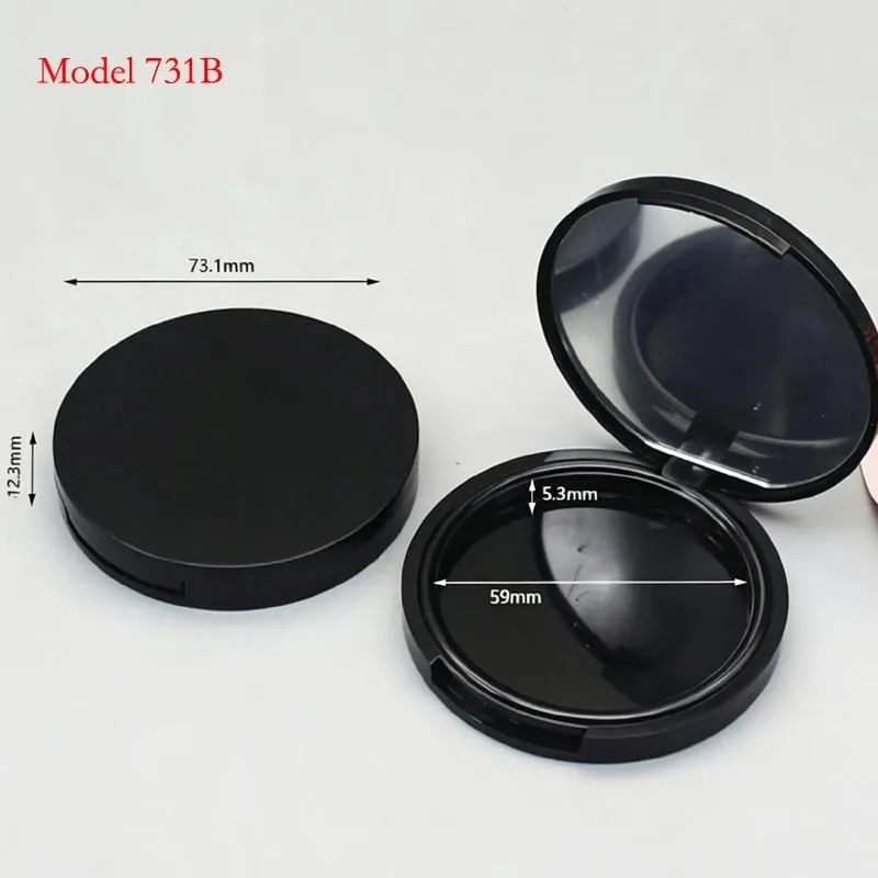 Harga Batch Untuk Warna Hitam Bentuk Bulat Plastik Kemasan Makeup Wadah Bedak Kompak Kosong Wadah Perona Pipi Bedak — image 6