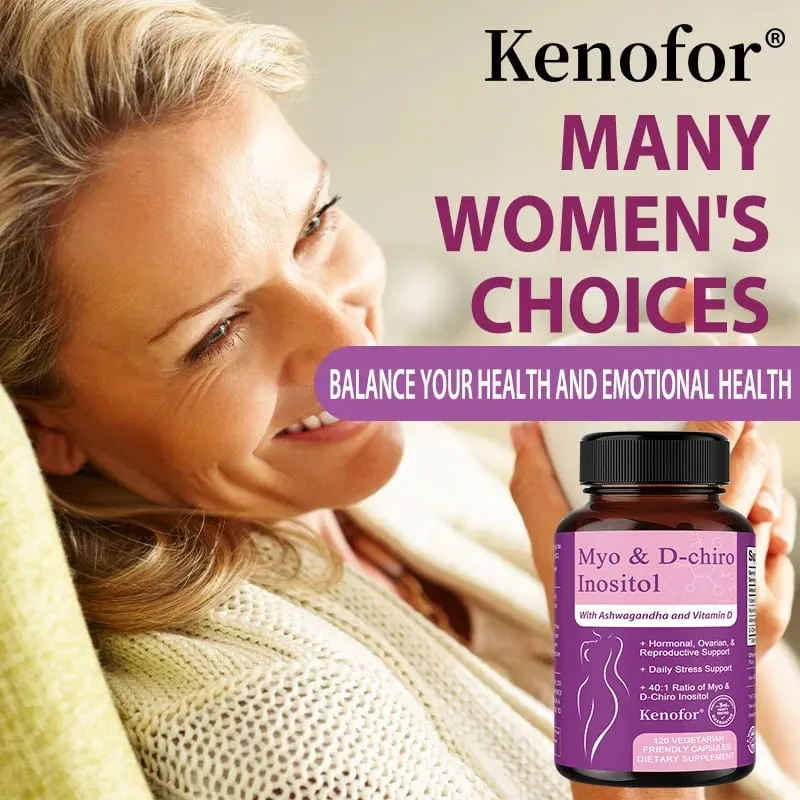 Inositol Supplement with Ashwagandha Improves Muscle Ovarian Function Antioxidant Blood Sugar Balance 120 Veggie Capsules — image 5