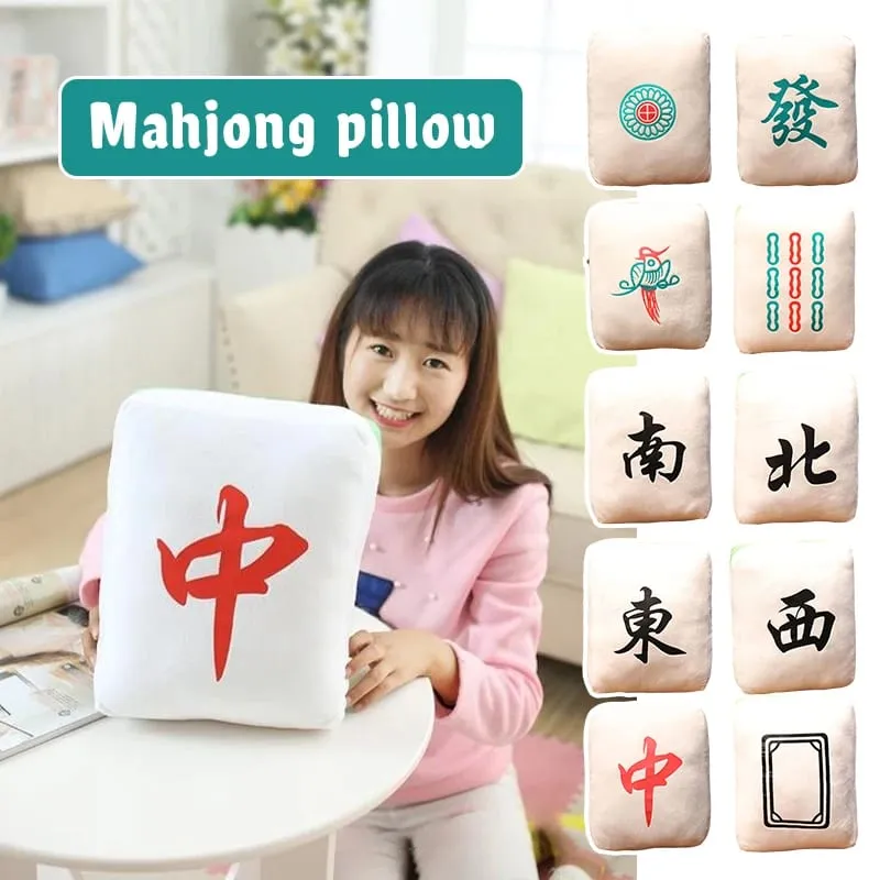 Hot 1pc Creative Mahjong Pillow Cushion Chinese Plush Toy Car Chair Backrest Mahjong Dice Funny Nap Pillow Sofa Home Decor Gift — image 7