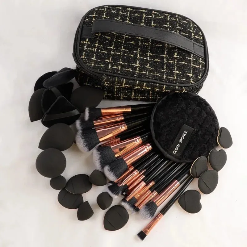 Professional Makeup Brushes Set for Foundation Eyeshadow Highlighter Blush Concealer Powder Cosmetic Tools with Sponges Kit — image 3