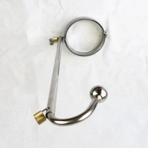 Lock Forced Collar Restraint Frame with Anal Hook Plug Stainless Steel BDSM Bondage Collar SM Sex Toy for Couple Adult Game — image 1