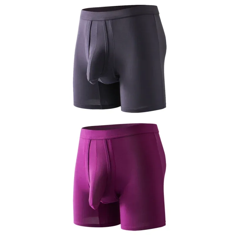 2PCS Mens Long Legs Underwear Separate Ball Pouch Breathable Comfort Sport Seamless Boxer Trunks Shorts Calzoncillo Hombre — image 36