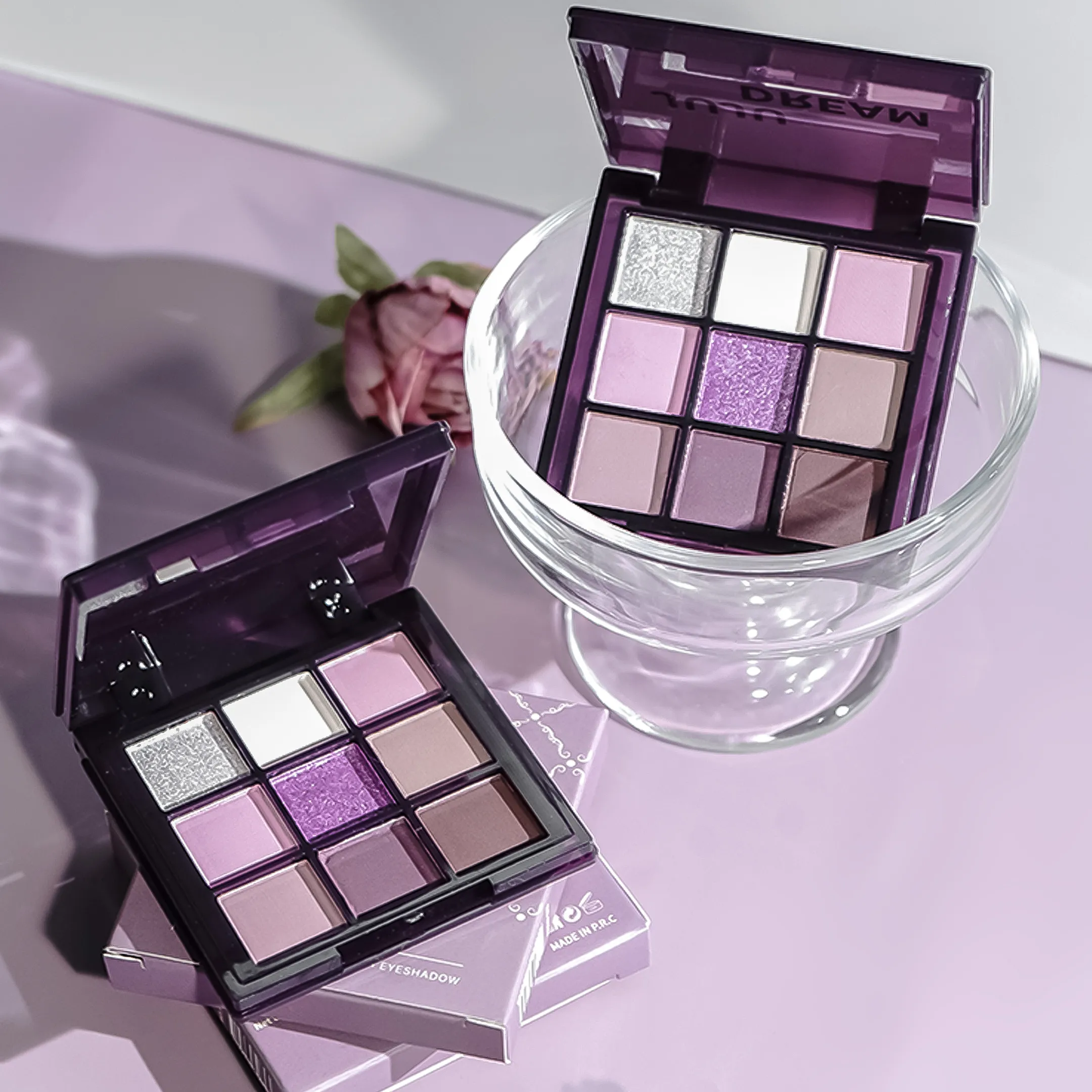 Palette de fards à paupières neuf nuances de fumé mat nacré fines paillettes violet foncé maquillage abordable — image 6