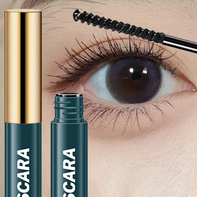 4D Black Mascara Dick Curling Langlebige wasserdichte wischfeste Seidenfaser-Mascara verlängert die Wimpernverlängerung Augen-Make-up — image 3