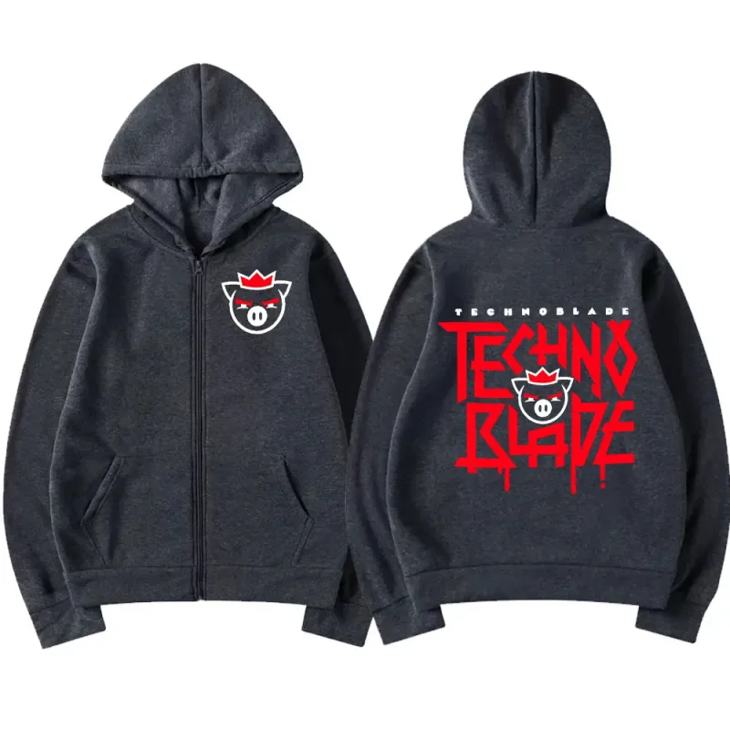Technoblade Merch Print Zipper Hoodies Sweatshirts Harajuku Men Women Hip Hop Streetwear Casual Loose Hoodies Fashion Pullovers — image 15