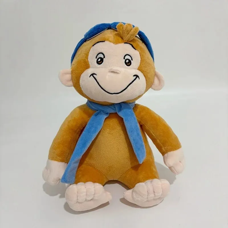 New Anime Fire Dept Firefighter Curious George Plush Cute Baby Curious George Monkey Plush Soft Animals Plushie Pillow Doll Toy