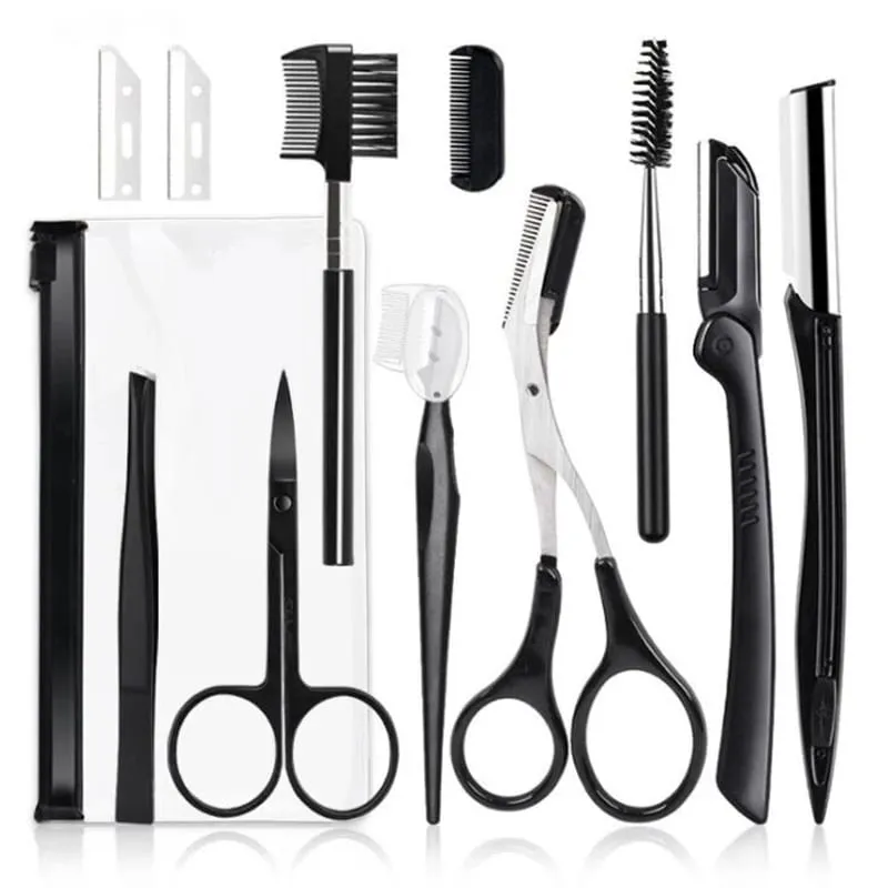2023 New Eyebrow Trimmer Set Scissors Tweezers Eyebrow Razor Scraping Eyebrow Comb Razor Eyebrow Clip Makeup Tools Sets — image 8