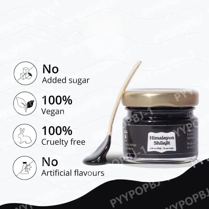 Himalaya Shilajit Resin Organic Natural Fulvic Acid ISO-certificeret 1,06 OZ 75 portioner 85+ spormineraler til mænd og kvinder