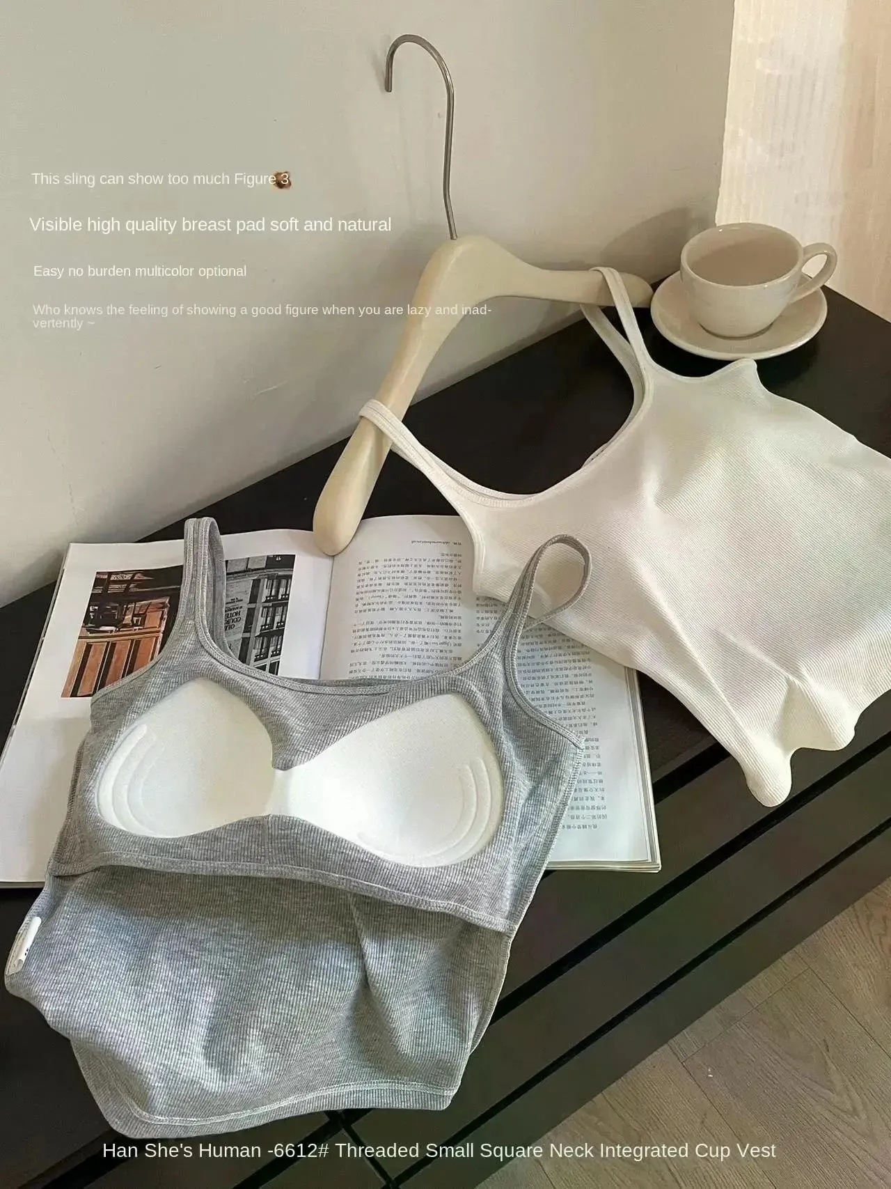 Solid All-Match Invisible Integrated Chest Pad Cami 2024 Spring New Korean Women clothes Short Sleeveless Top — image 10