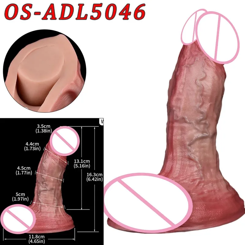 Mainan Seks Stimulator Vagina Anal Kepala Ganda Dildo Panjang Realistis 47Cm dengan Pengisap untuk Pasangan Lesbian Alat Dewasa Pria Gay