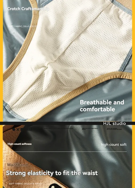 3PCS/Pack Luxury Satin-like Men's Briefs Ice Silk Hygroscopic Breathable Mesh Crotch Panties Soft High Elastic Man Underwear — image 6