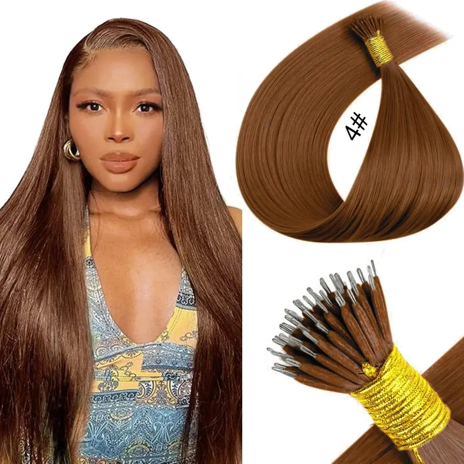 Nano Rings Hair Extension Real Human Hair Invisible Mini Silicone Beads Black Brown Blonde Microlink 100% Human Hair Extensions — image 12