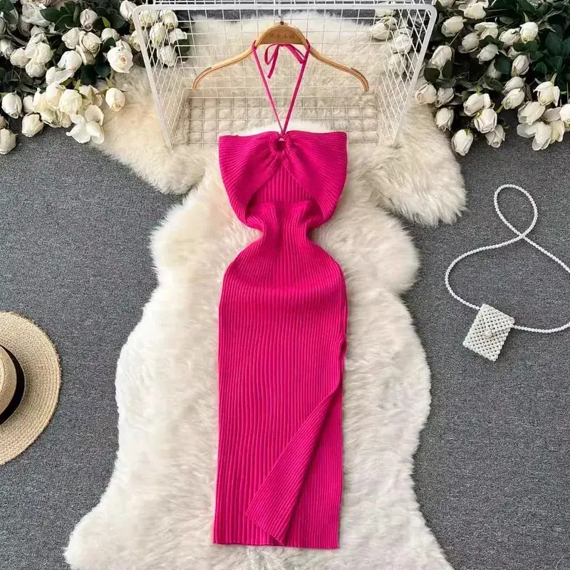 YuooMuoo Chic Mode Sexet Pakke Hofter Split Strikket Sommerkjole 2025 Kvinder Slank Elastik Bodycon Festkjole Streetwear Outfit — image 4