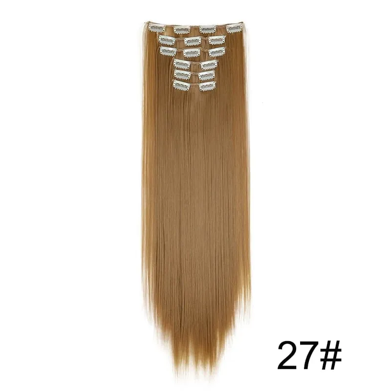 Synthetic 24Inch Hair Extension 6Pcs Long Straight Black Brown Blonde Heat-resistant Fiber Hairpiece for Women — image 23