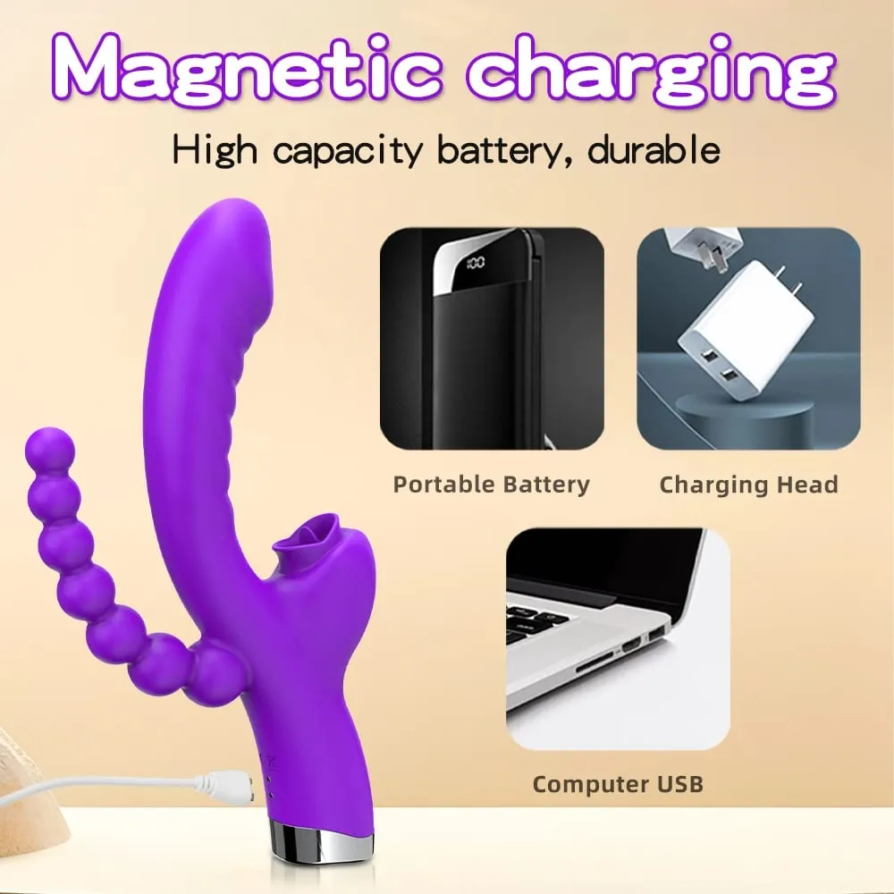 Vibrador 3 em 1 para sexo anal, estimulador de clitóris e clitóris, brinquedos sexuais femininos, sucção, produtos para adultos — image 4
