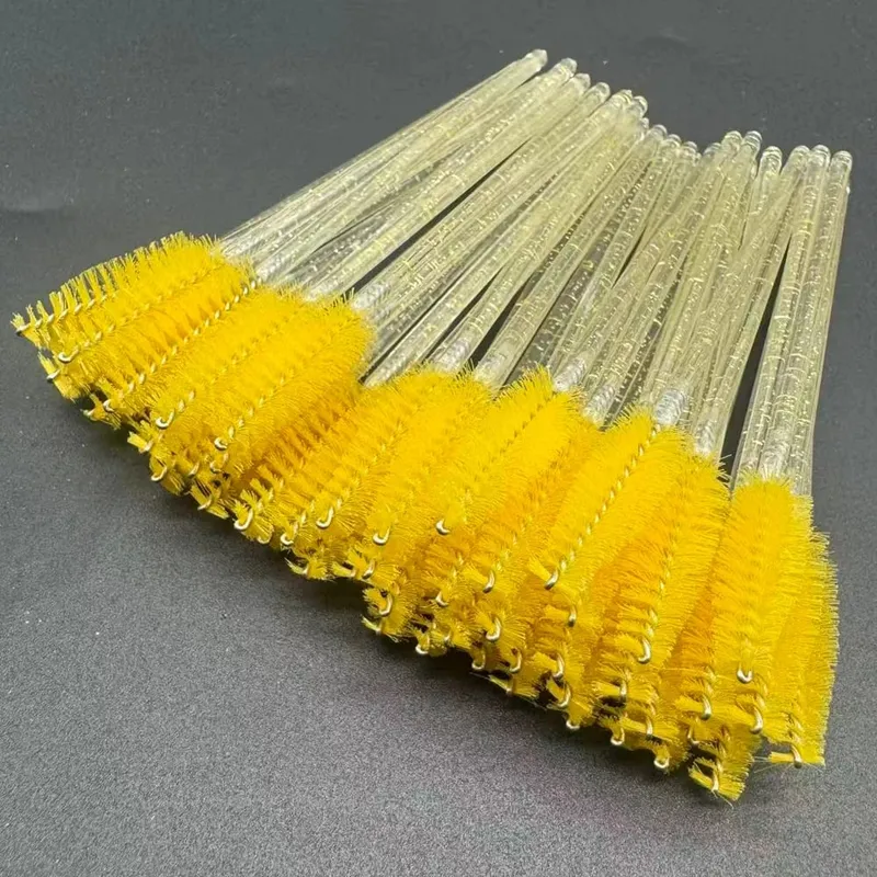 50pcs Disposable Eyelash Brushes Crystal Eye Lash Mascara Wands Glitter Lash Comb Spoolies Micro Makeup Applicators