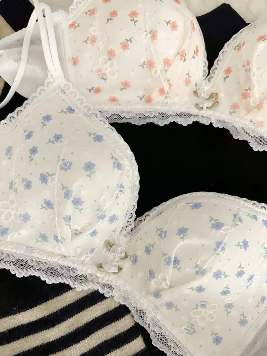 Luxury Sweet Underwear for Women Without Underwire Small Chest Push-up Anti-sag Comfortable Lace Sexy Pure Desire Bra Cover Set — image 4