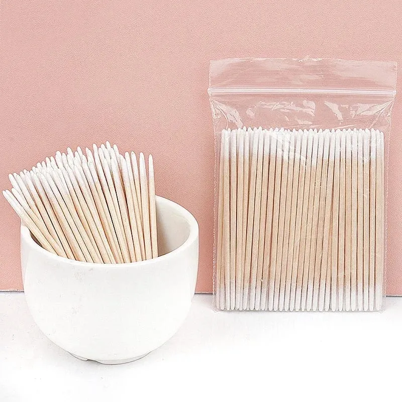 100/300Pcs Disposable Ultra-small Cotton Swab Brush Lint Free Micro Wood Makeup Brushes Eyelash Extension Glue Removing Tools — image 6