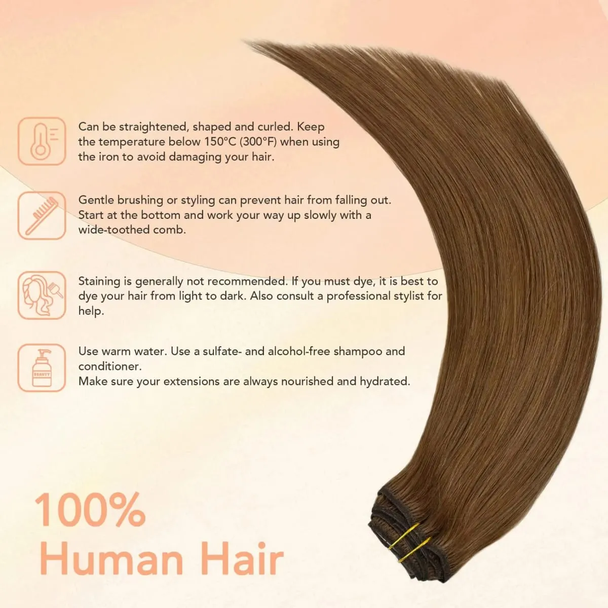 Clip In Hair Extensions #6 Chestnut Brown Double Weft Thick 120G 8Pcs Silky Straight Brazilian Clip In Human Hair Extensions — image 5