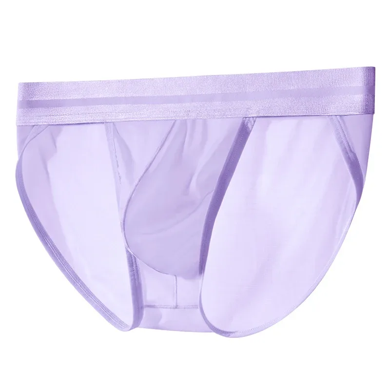 Ice Silk Ultra-thin Men's Underwear Summer Cool Breathable Panties Seamless Sexy U Pouch Men Briefs High Slit Triangle Pants — image 32