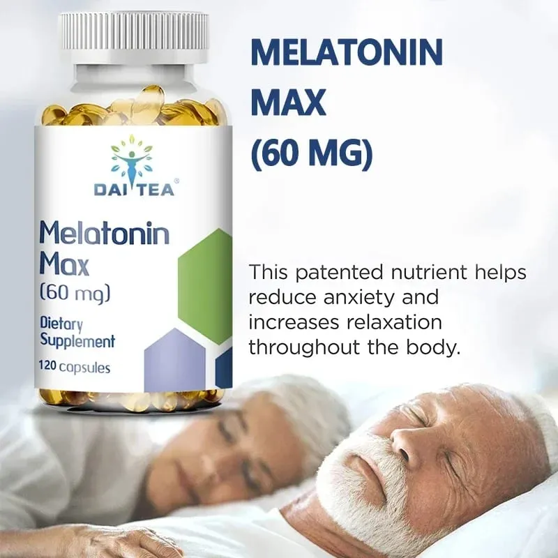 Melatonin MAX (60 Mg) Quick Dissolve Capsules - Fall Asleep Faster Promote Deep Sleep and Rest Easy To Take Immune Health — image 2