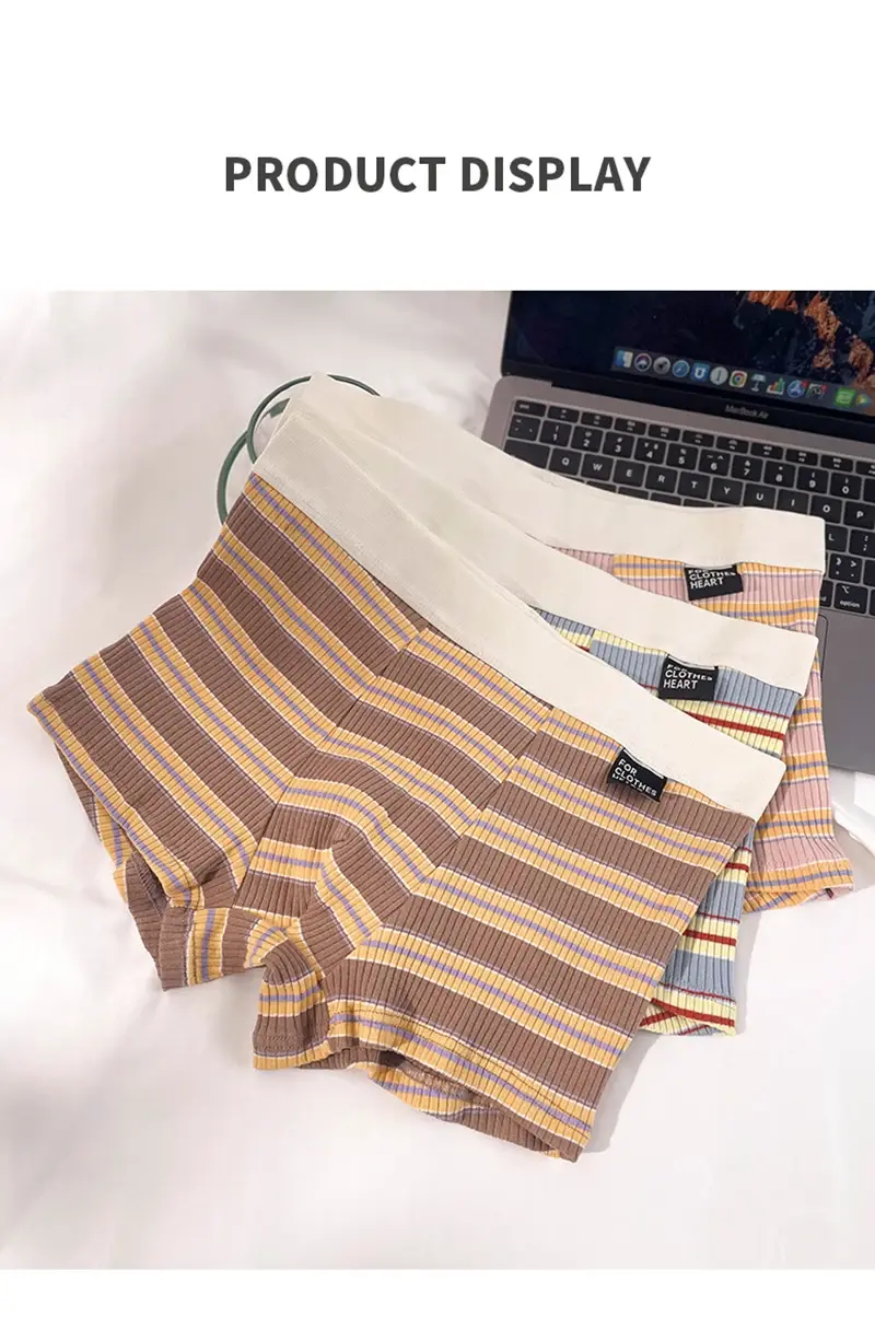 Men's Cotton Panties Sexy Stripe Comfortable Underpants Elastic Breathable Boxer Shorts U Bulge Pouch Male Underwear Cueca Homme — image 7